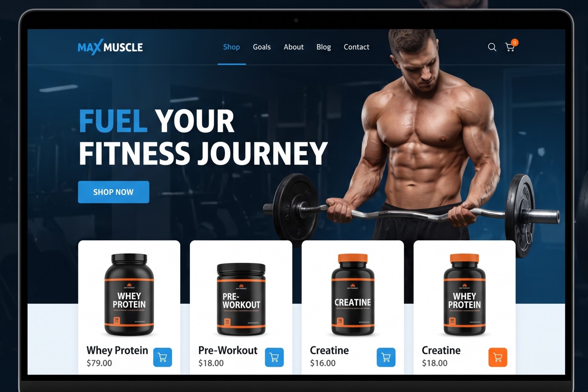 MaxMuscle — supplement e-commerce store