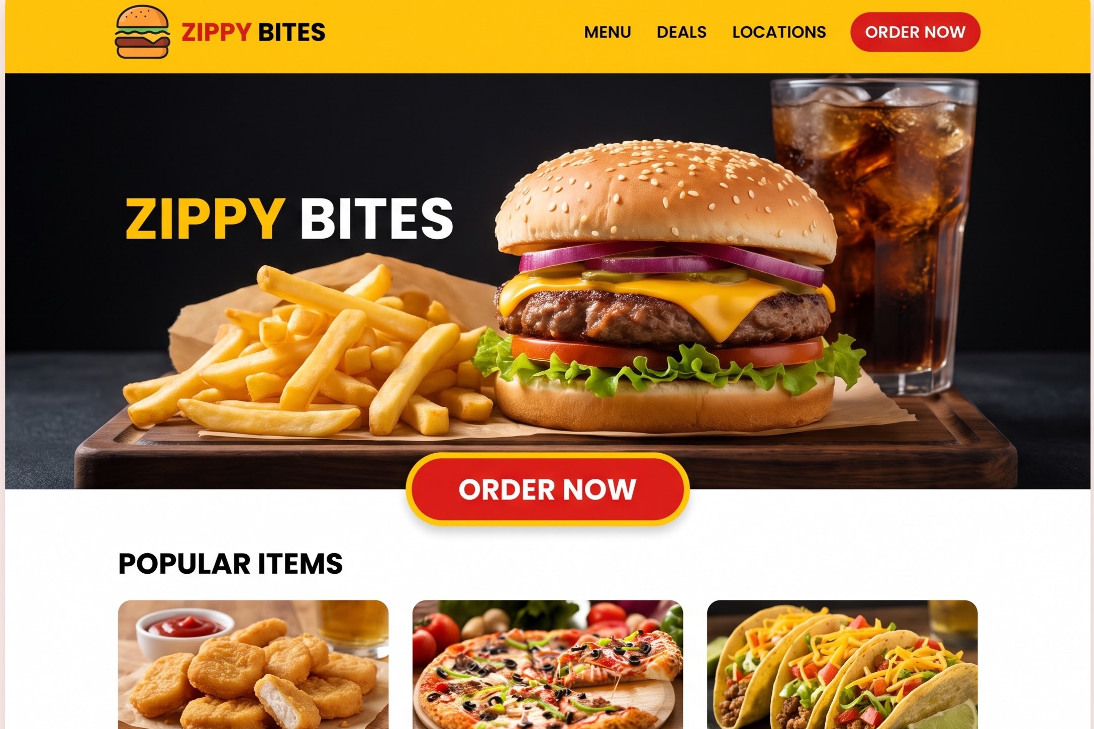 Zippy Bites — burger restaurant website